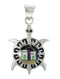 Native American Pueblo Design Silver Multicolor Inlay Turtle Pendant MX64304